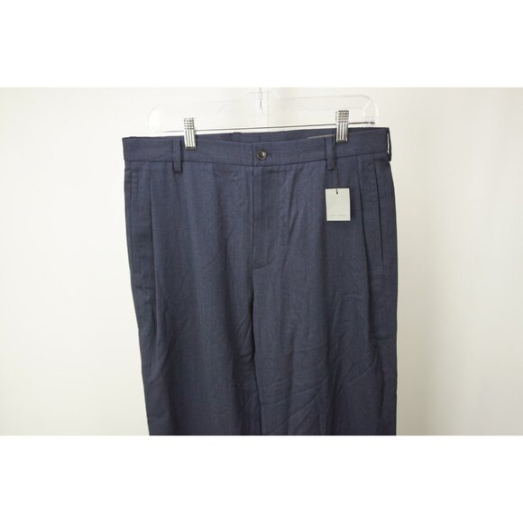 John Varvatos Thistle Timothy Relaxed Pant Blue Wool Pants Sz 48 Brand New